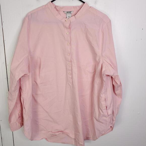 Duluth Trading Top Womens 3X Popover Tunic Collarless Bubblegum Light Cotton - Picture 1 of 10